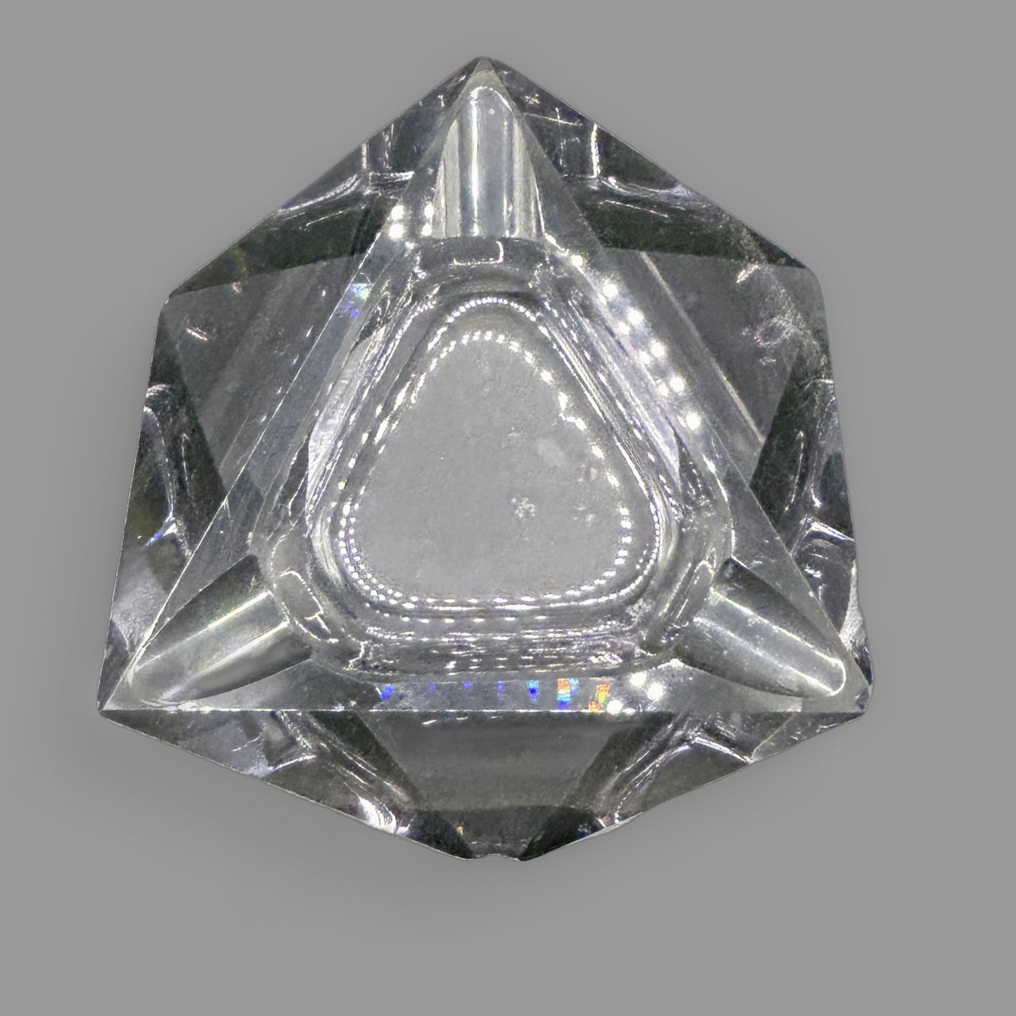 Vintage Faceted Crystal Triangle Ashtray