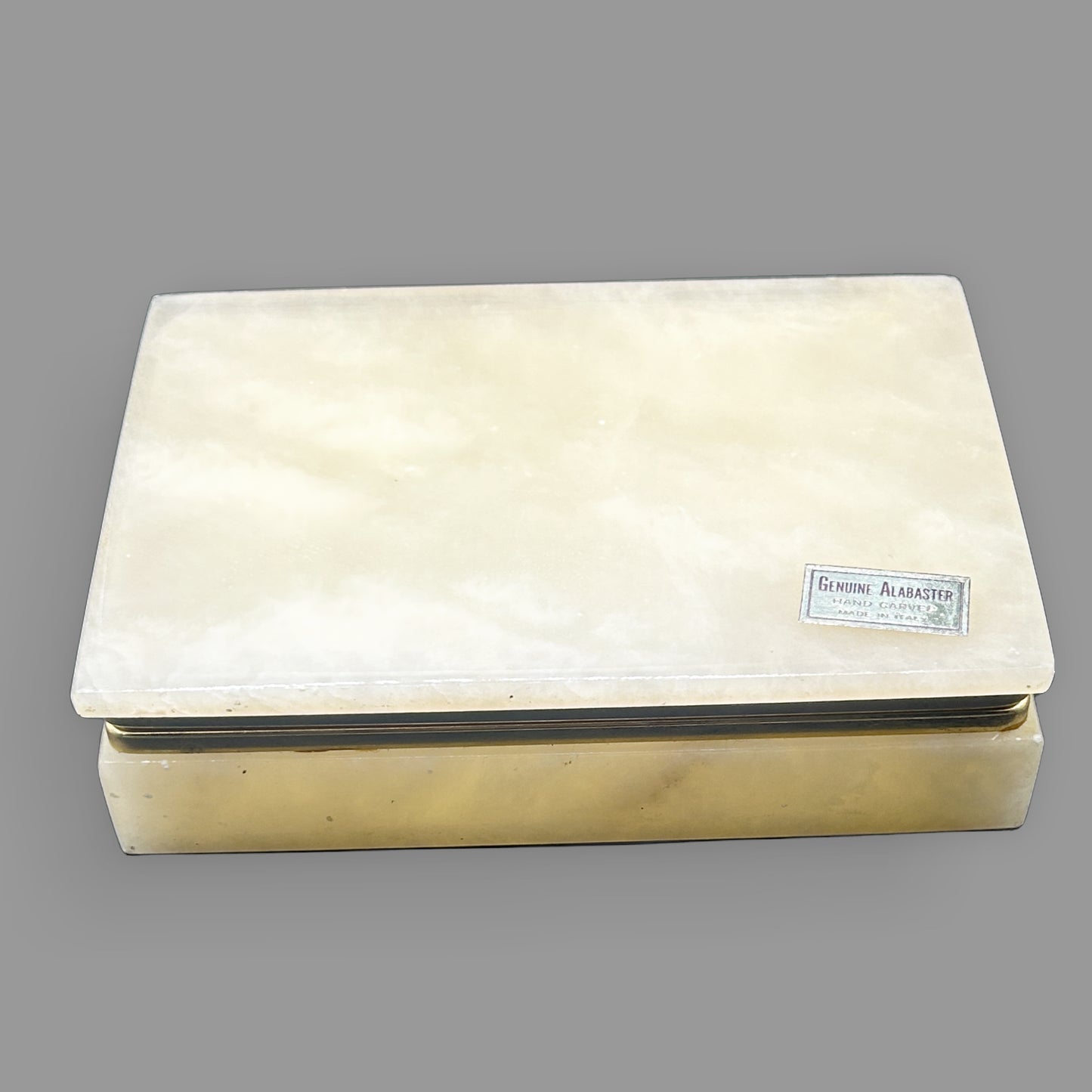 Vintage Italian Genuine Alabaster Rectangular Trinket & Jewelry Box