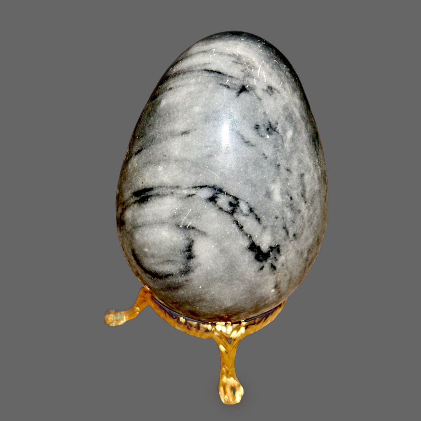 Veined Marble or Alabaster Stone Egg – Stone of Balance and Timeless Grounding