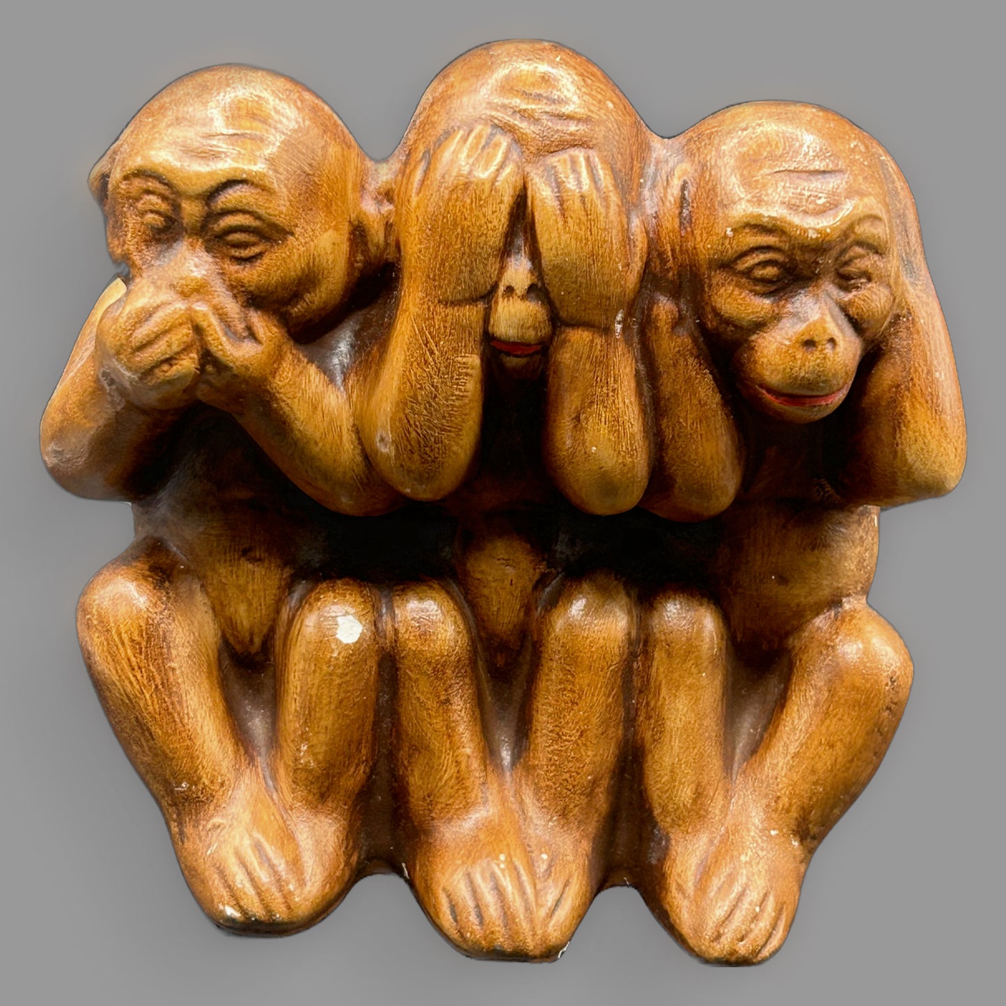 Vintage Three Wise Monkeys Ceramic Figurine
