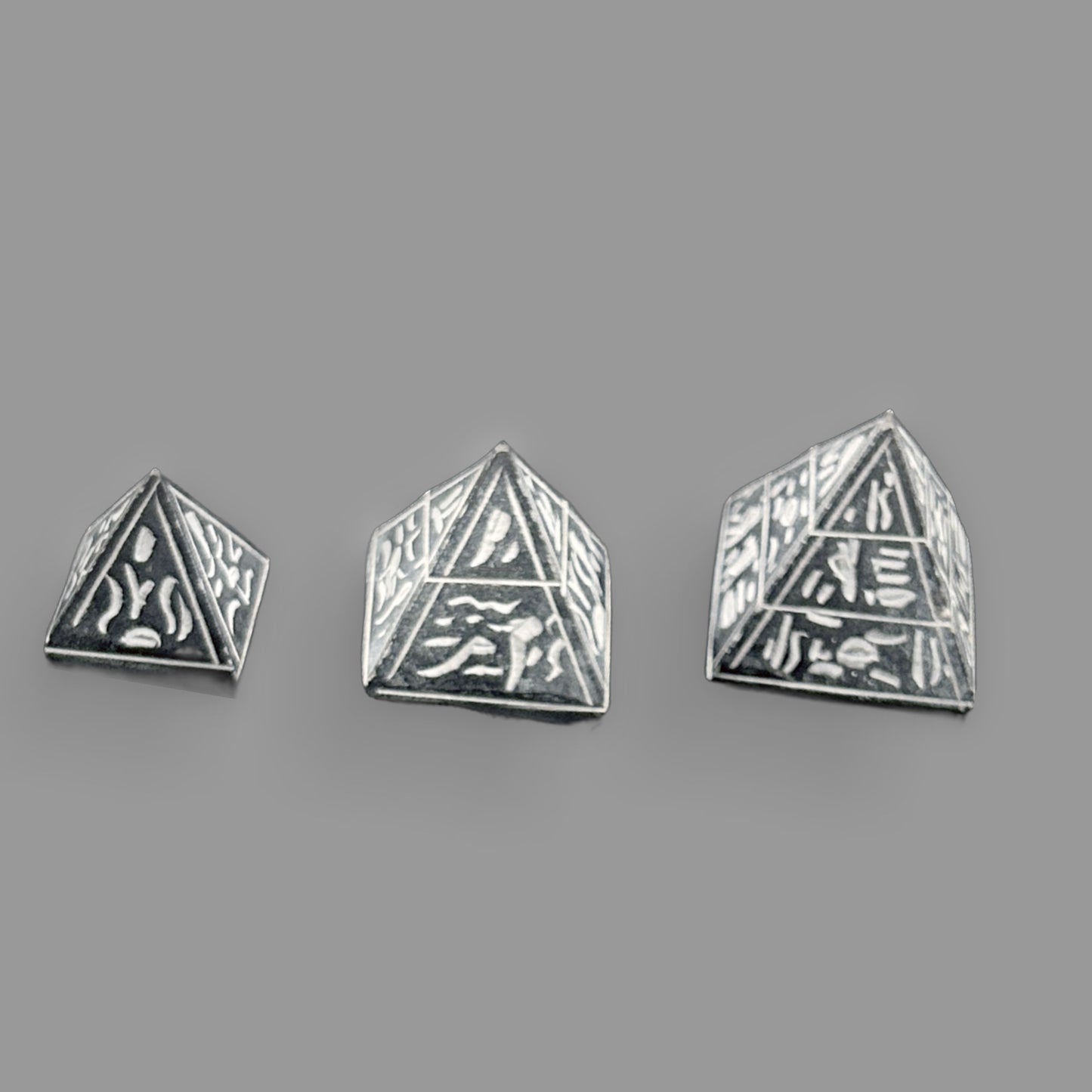 Hand-Engraved Basalt Egyptian Pyramid Paperweights – Hieroglyphic Design