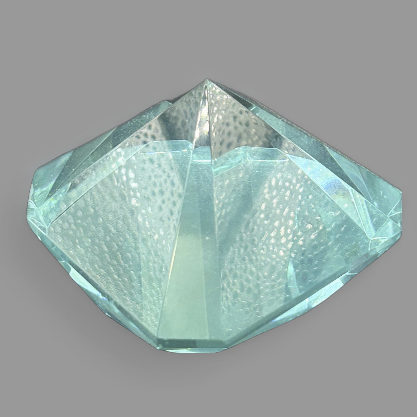 Faceted Blue Crystal Diamond Paperweight Modern Glass Sculpture
