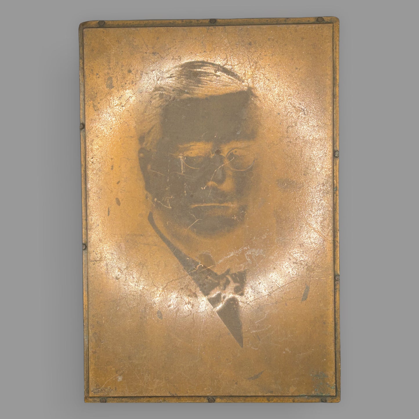 Antique Copper Portrait Printing Plate - Theodore Roosevelt