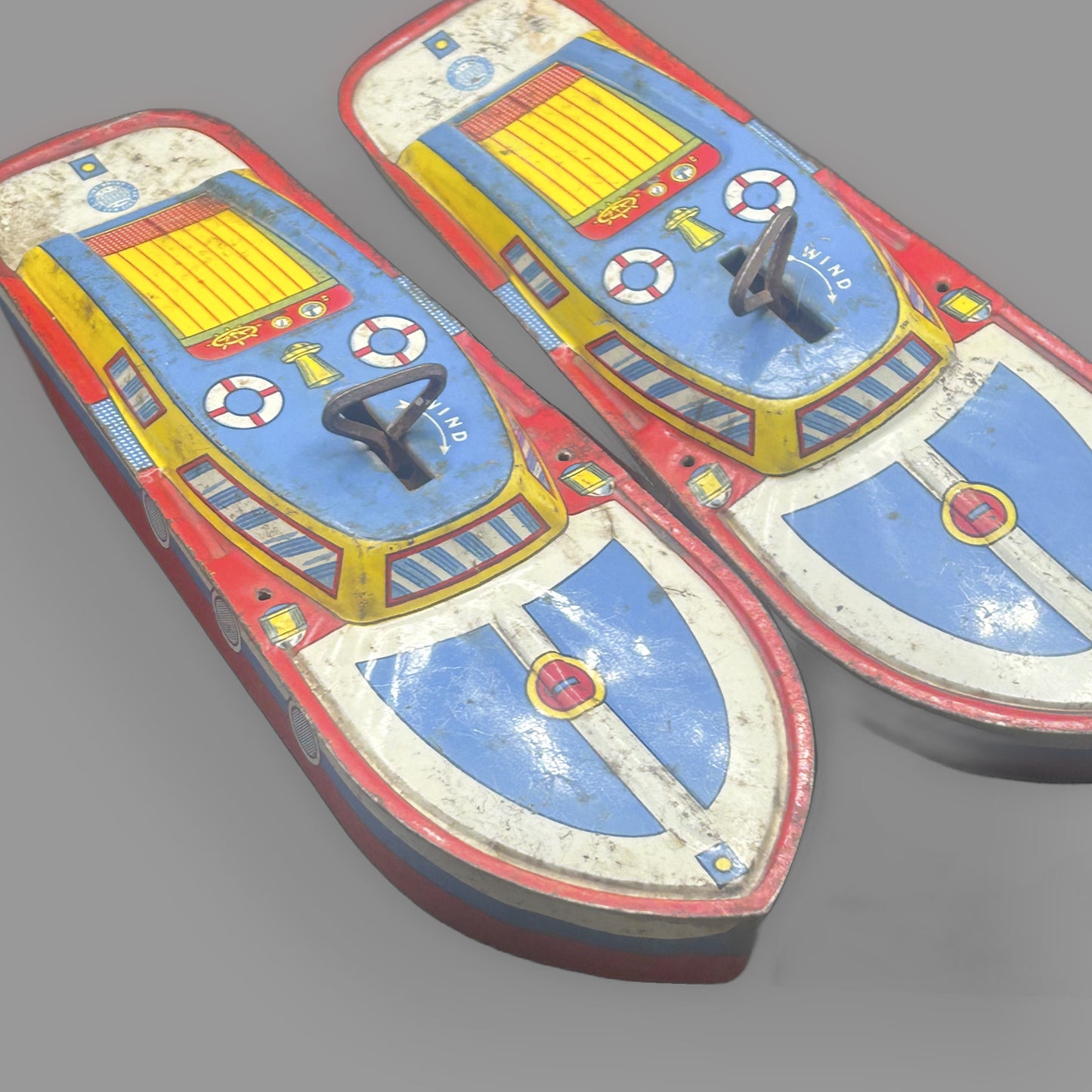 Vintage Ohio Art Tin Wind-Up Cabin Cruiser Boat Toy – 1960s