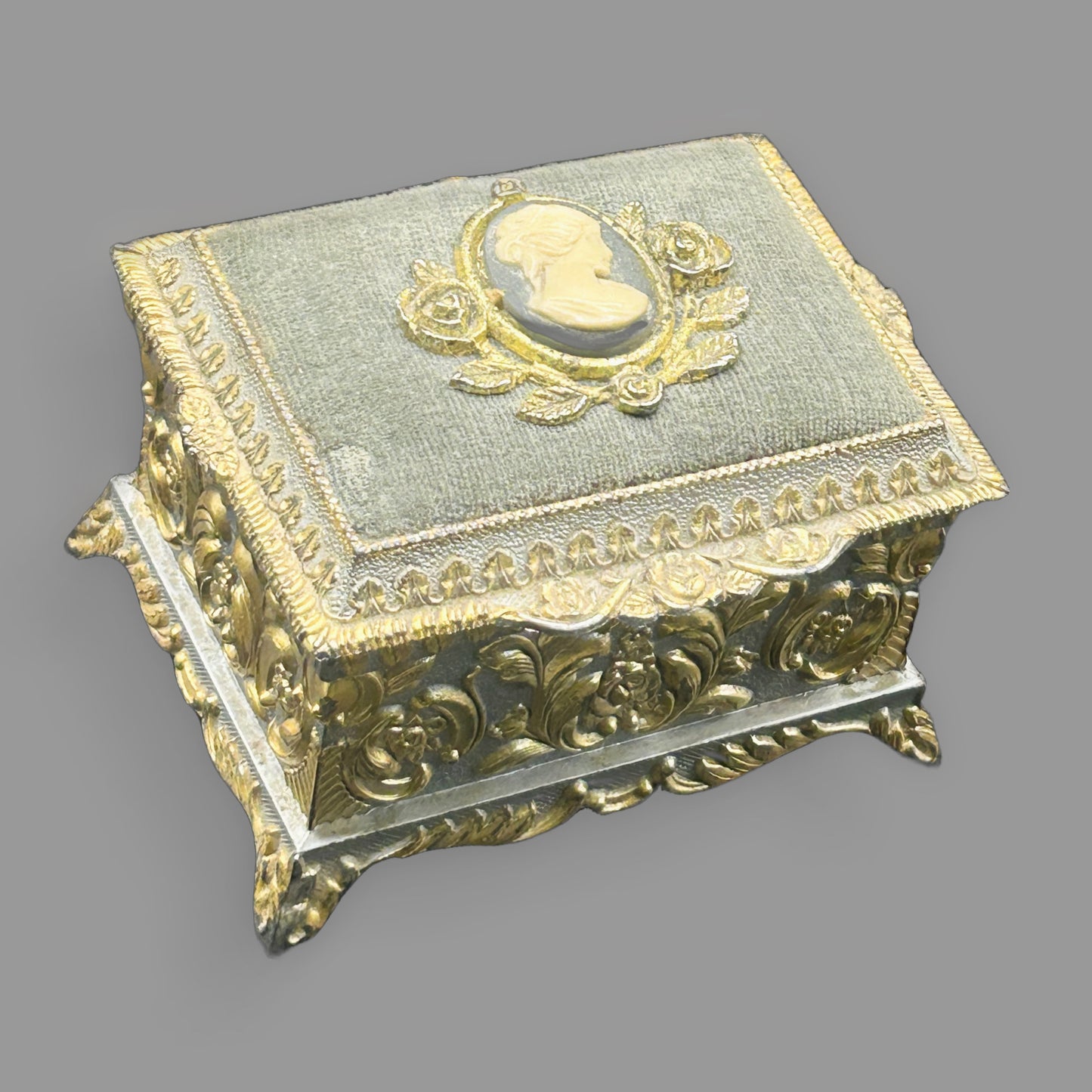 Vintage Sankyo Japan Metal Musical Jewelry Box