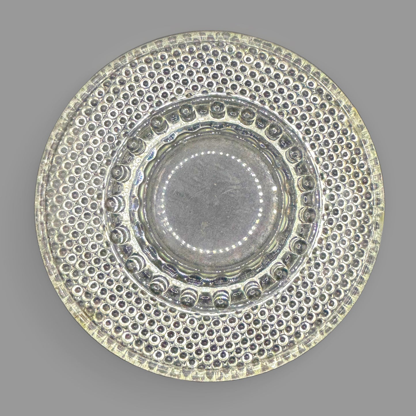 Vintage Clear Hobnail Glass Ashtray | Textured Pressed Glass Catchall Dish