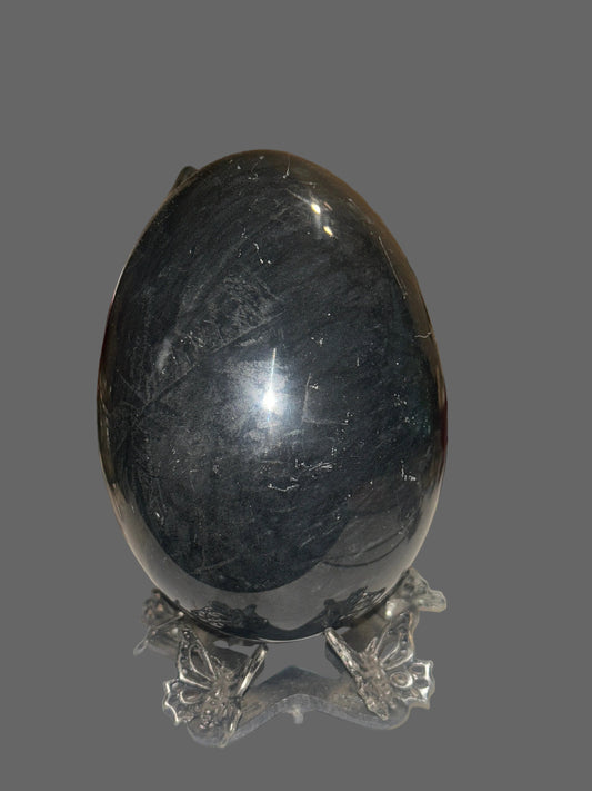 Void Mirror — Black Obsidian Egg Carving-1942g