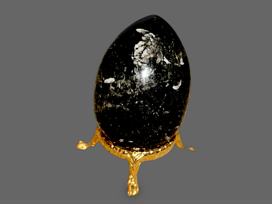 Black Zebra Agate Egg – Stone of Balance, Protection, and Grounded Focus