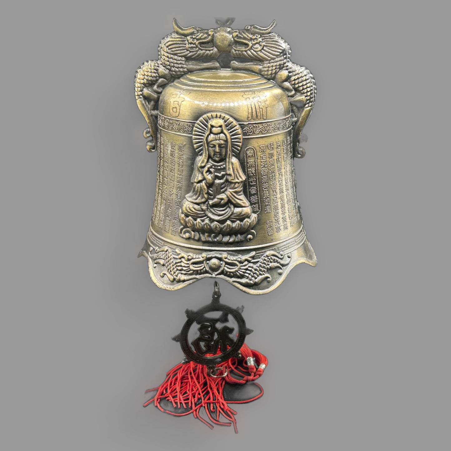 Chinese Dragon Temple Bell with Buddha Relief