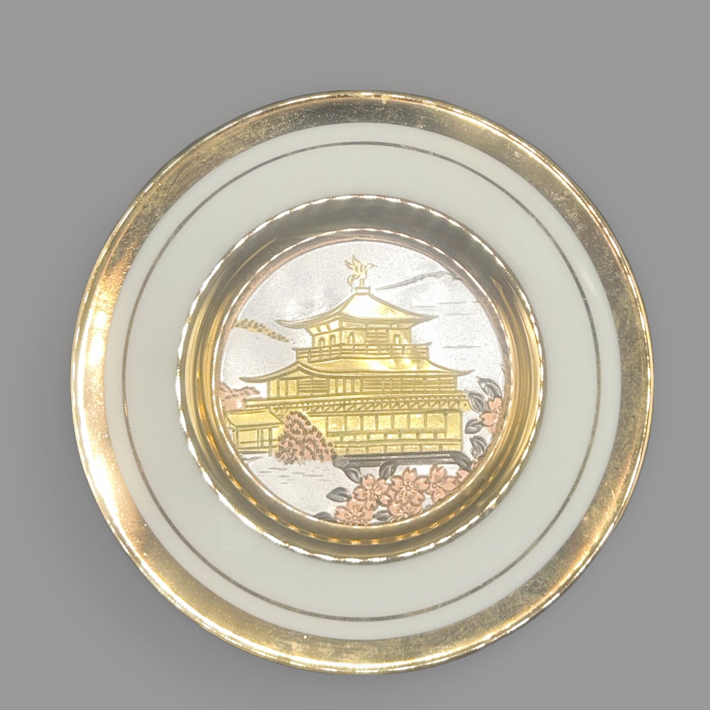 Vintage Japanese Chokin Art Collector Plate Kinkaku-ji Temple