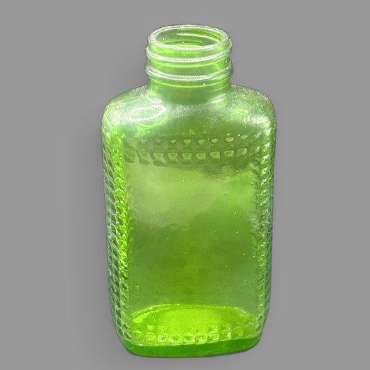 Vintage Green Glass Diamond Pattern Bottle