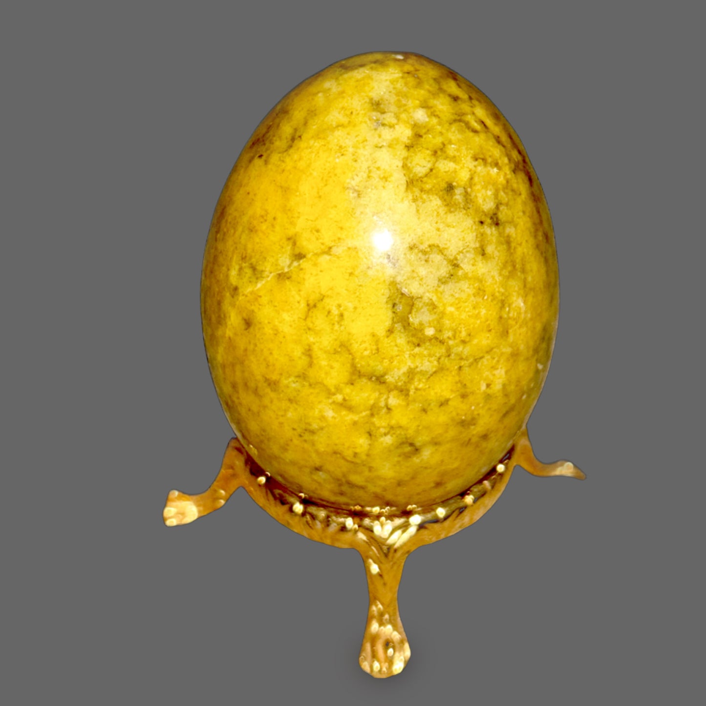 Vintage Yellow & Green Alabaster Egg – Stone of Gentle Renewal and Balanced Calm