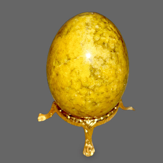 Vintage Yellow & Green Alabaster Egg – Stone of Gentle Renewal and Balanced Calm