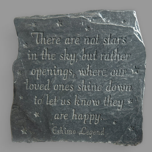 is a Cathedral Arts USA Eskimo Legend metal plaque featuring a memorial inscription, often used as a tabletop or wall-mounted keepsake
