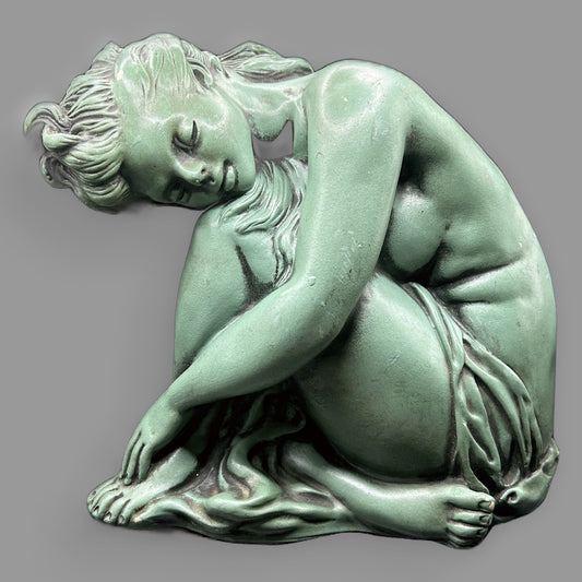 Verdigris Seated Nude Female Statue