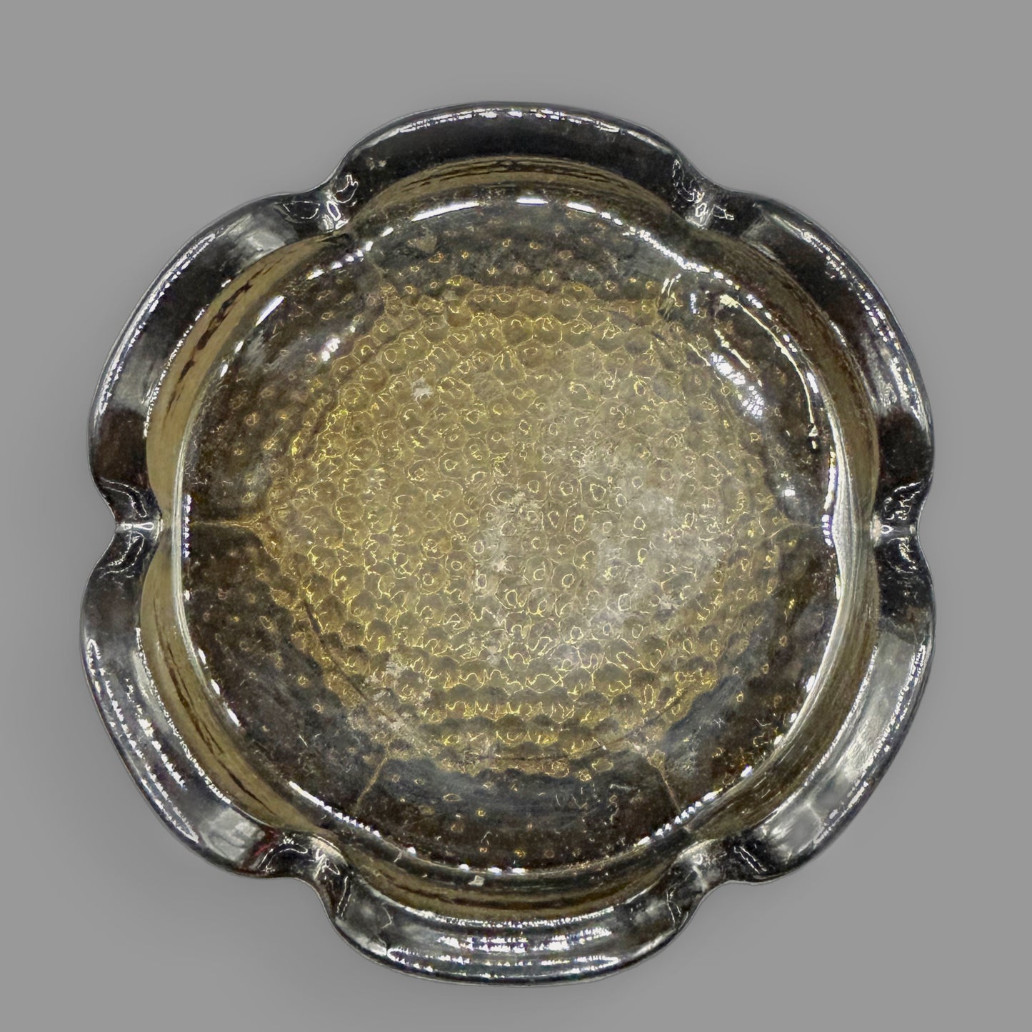 Vintage Amber Scalloped Glass Ashtray