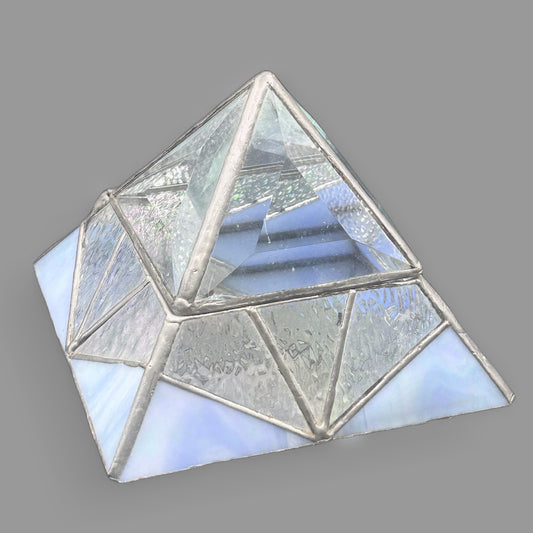 Stained Glass Pyramid Trinket Boxes Crystal Display Holders
