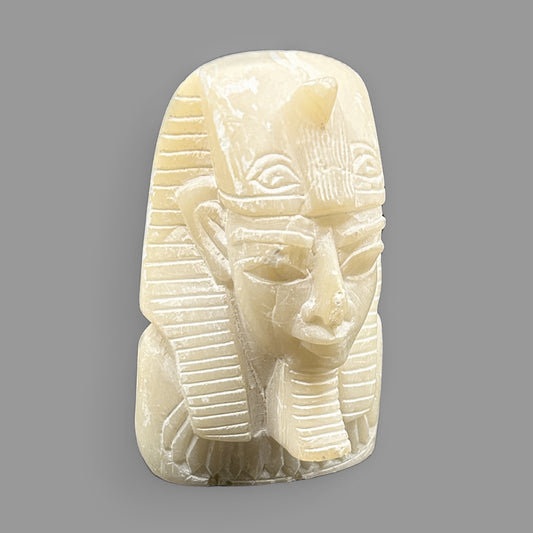 Handmade Egyptian Alabaster Pharaoh Bust – King Tutankhamun / Ramesses II Style