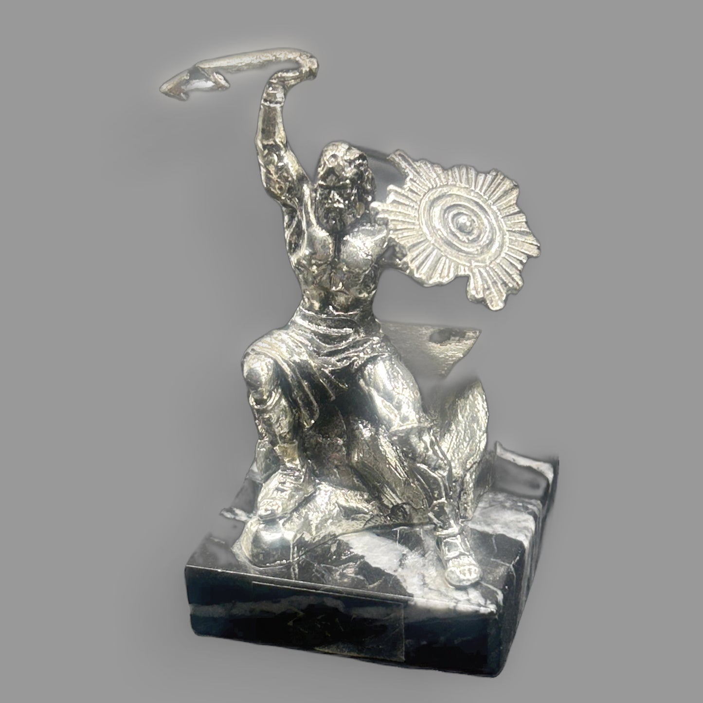 Silver Plated Zeus Figurine Greek Mythology Seated God Statue