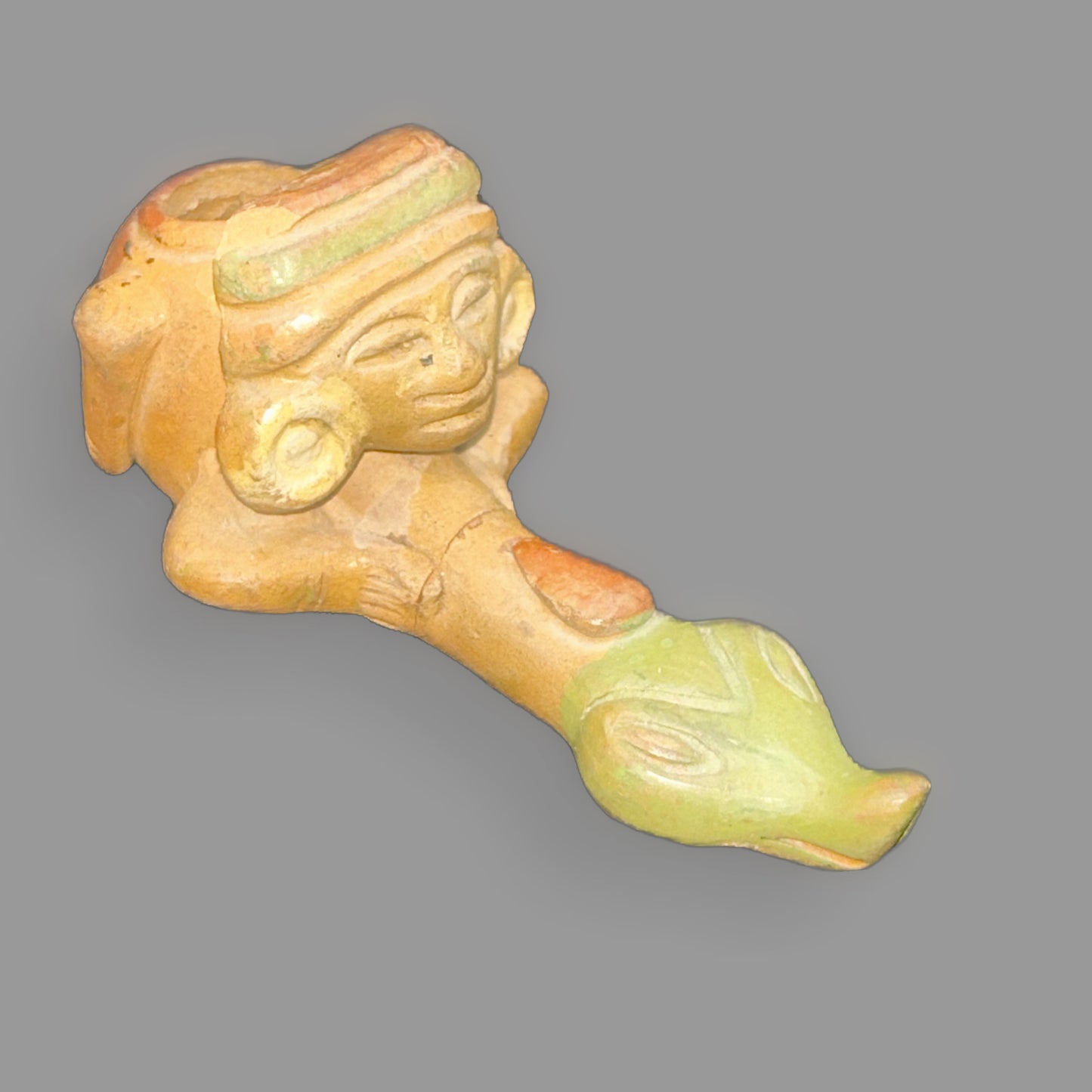 Vintage Mexican Folk Art Terracotta Snake Effigy Pipe