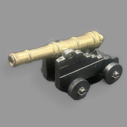 Vintage Miniature Brass & Cast Iron Naval Cannon – Desk Display Model