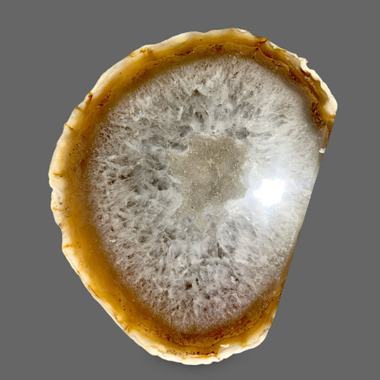 Polished Agate Geode Slice with Druzy Quartz – Inner Light Revealed-240g