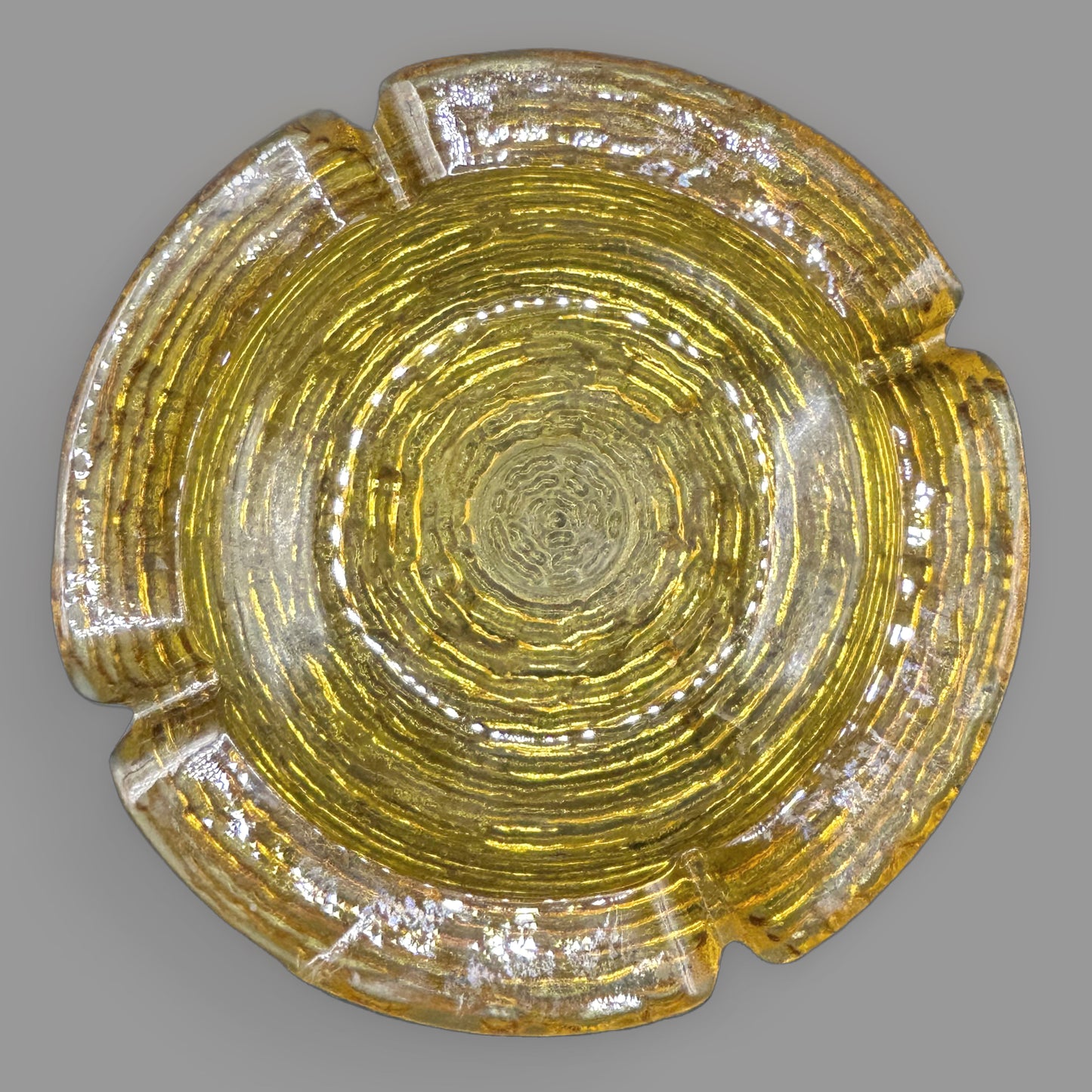 Vintage Amber Glass Textured Ashtray