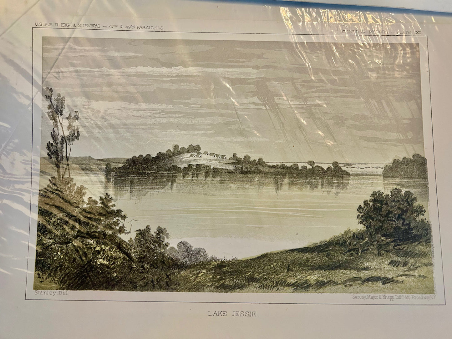 19th Century Lake Jessie North Dakota Color Lithograph – U.S. Pacific Railroad Surveys