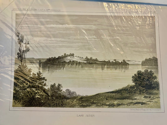 19th Century Lake Jessie North Dakota Color Lithograph – U.S. Pacific Railroad Surveys